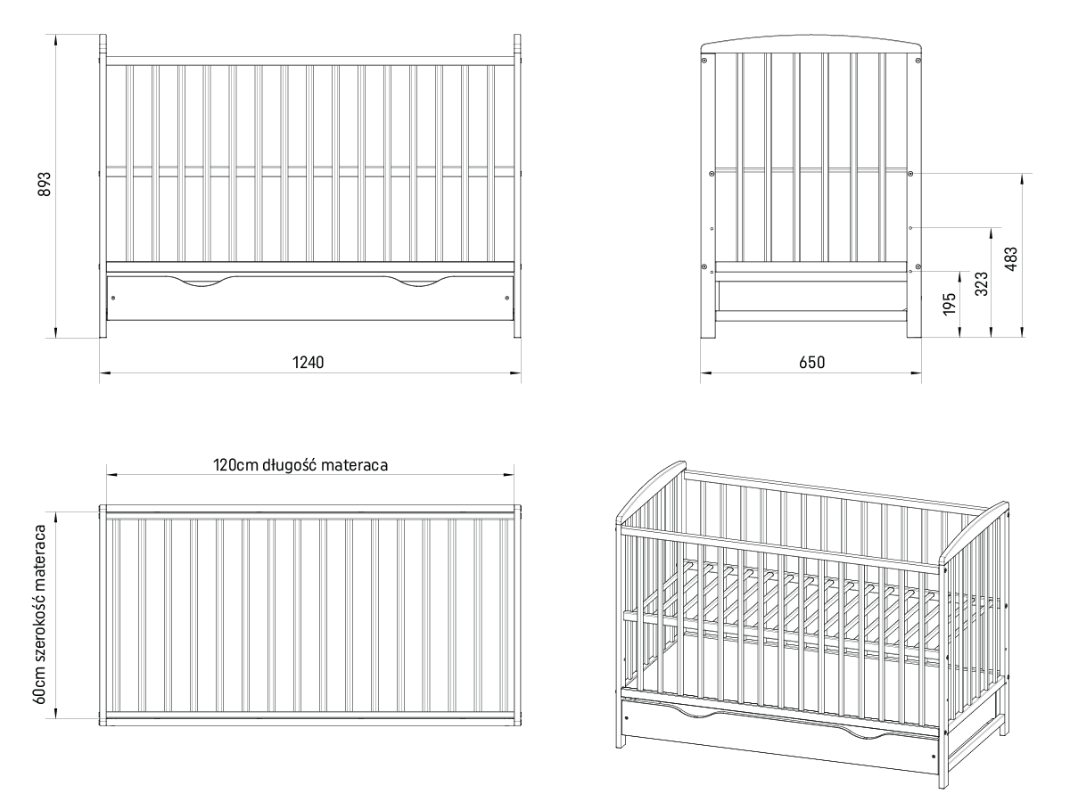 Wymiary Kacper z szufladą